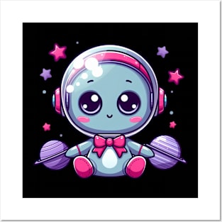 Cute Alien With stars planet Posters and Art